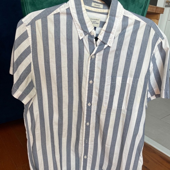 J Crew Striped Short Sleeve Nautical Button Up